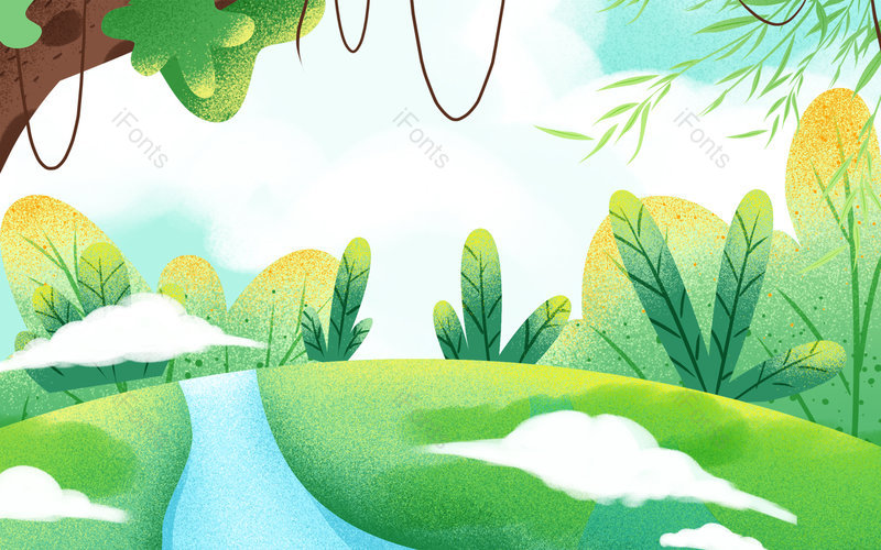 绿色植物卡通插画装饰树叶背景元素,插画/手绘图,插画/手绘图库,插画/手绘图下载,插画/手绘